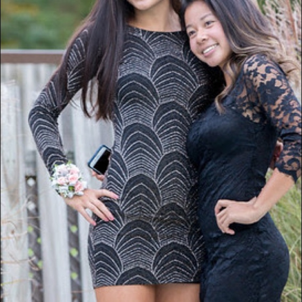 tight black sequin dress